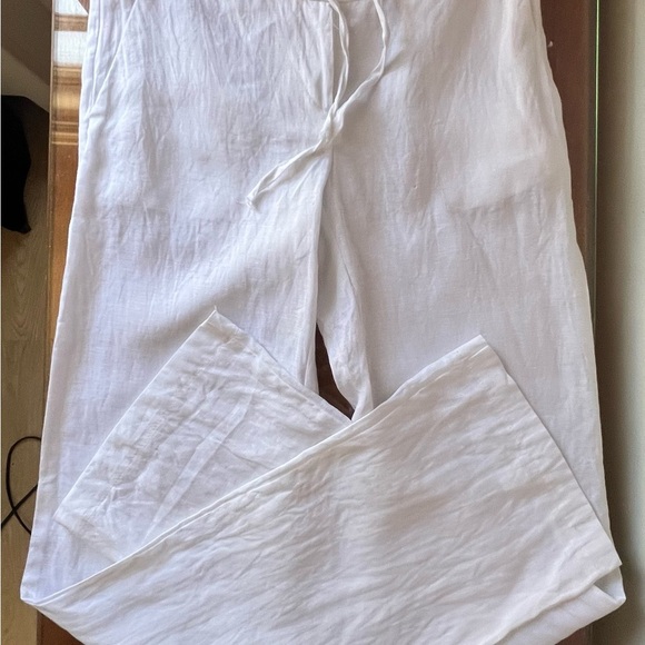 Blue Island Crisp Semi-Sheer White Linen Pants - Picture 6 of 14